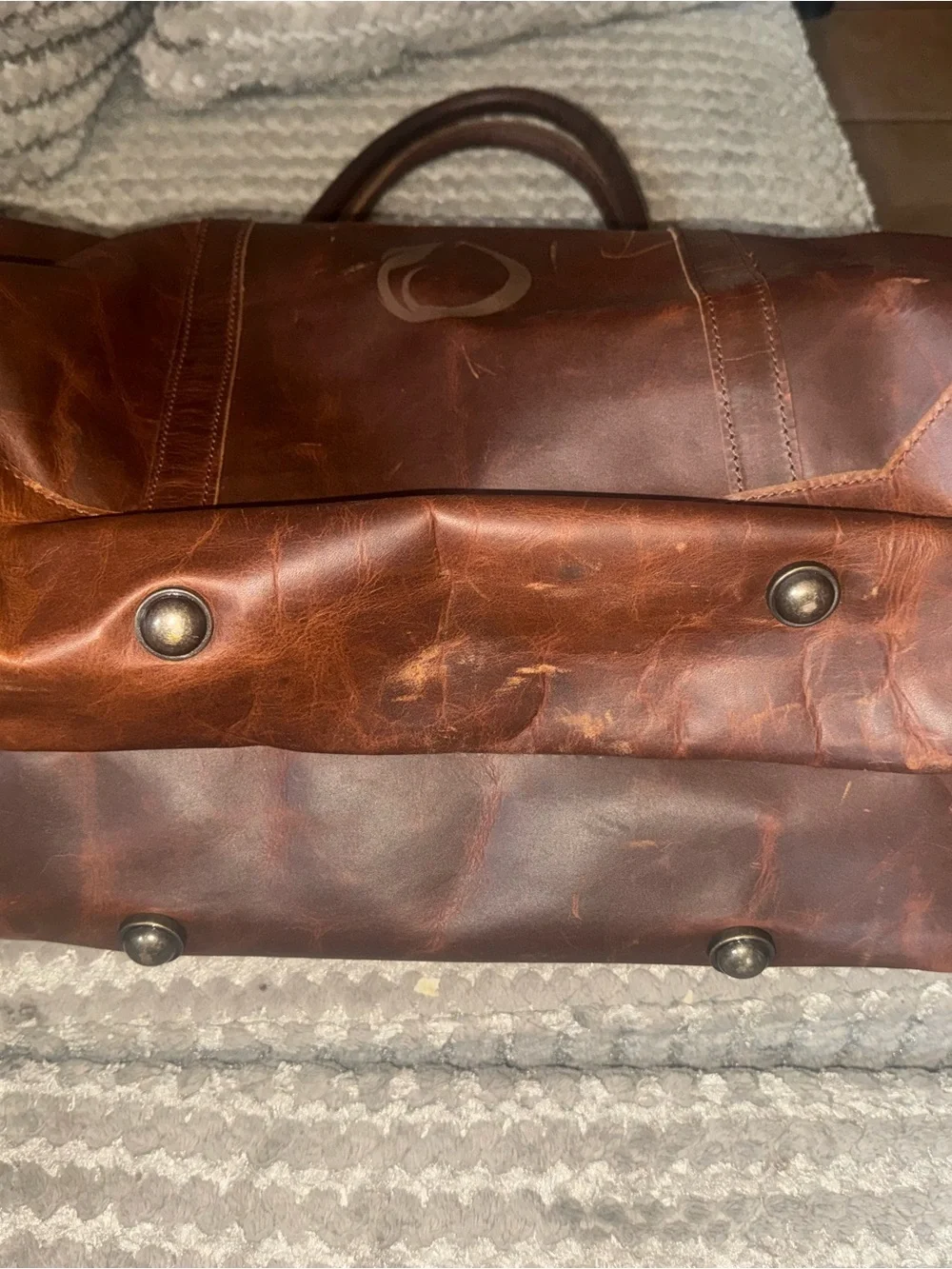 MAHI Brown Leather Weekender Bag